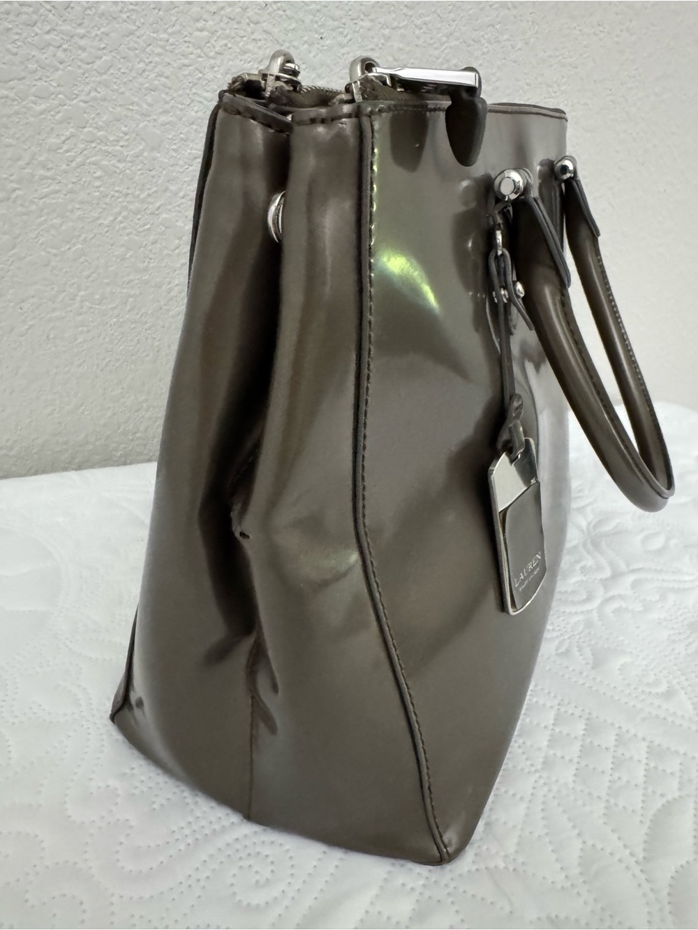 Lauren Ralph Lauren Newbury Double Zip Satchel Bag Tote - Picture 5 of 15